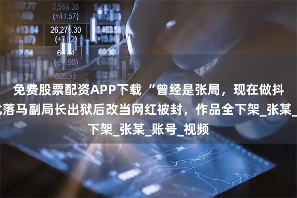 免费股票配资APP下载 “曾经是张局，现在做抖音”！河北落马副局长出狱后改当网红被封，作品全下架_张某_账号_视频