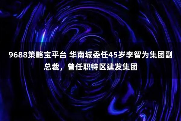 9688策略宝平台 华南城委任45岁李智为集团副总裁,曾任职特区建发集团