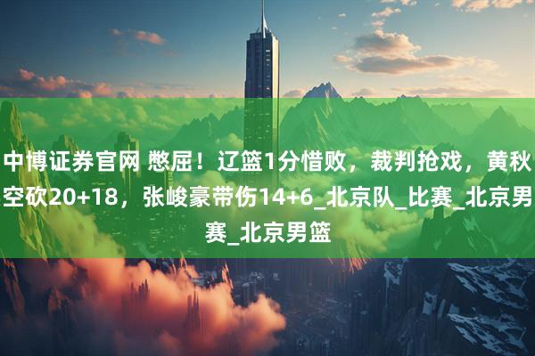 中博证券官网 憋屈！辽篮1分惜败，裁判抢戏，黄秋实空砍20+18，张峻豪带伤14+6_北京队_比赛_北京男篮
