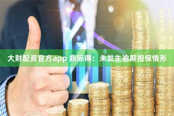 大财配资官方app 鼎际得：未发生逾期担保情形