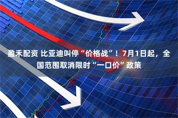盈禾配资 比亚迪叫停“价格战”！7月1日起，全国范围取消限时“一口价”政策