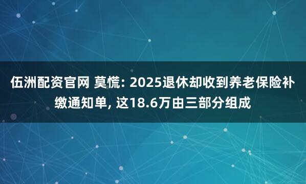 伍洲配资官网 莫慌: 2025退休却收到养老保险补缴通知单, 这18.6万由三部分组成