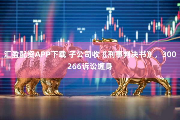 汇盈配资APP下载 子公司收《刑事判决书》，300266诉讼缠身